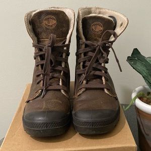 Women’s Palladium Baggy Leather Lace-up Boots in Brown